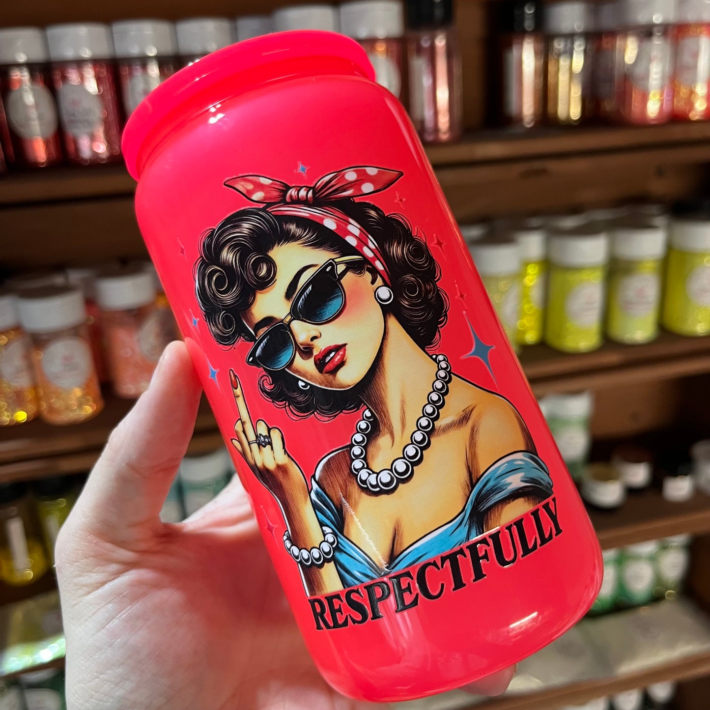Neon Coral Glass Can