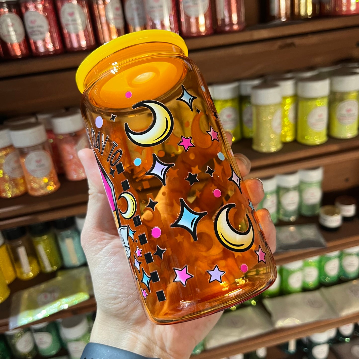 Clear Orange Glass Can