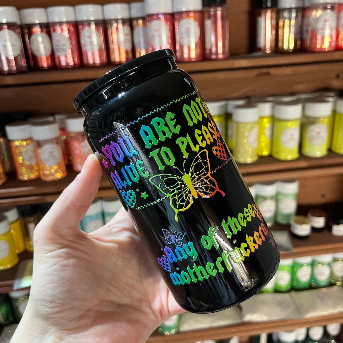 Black Glass Can