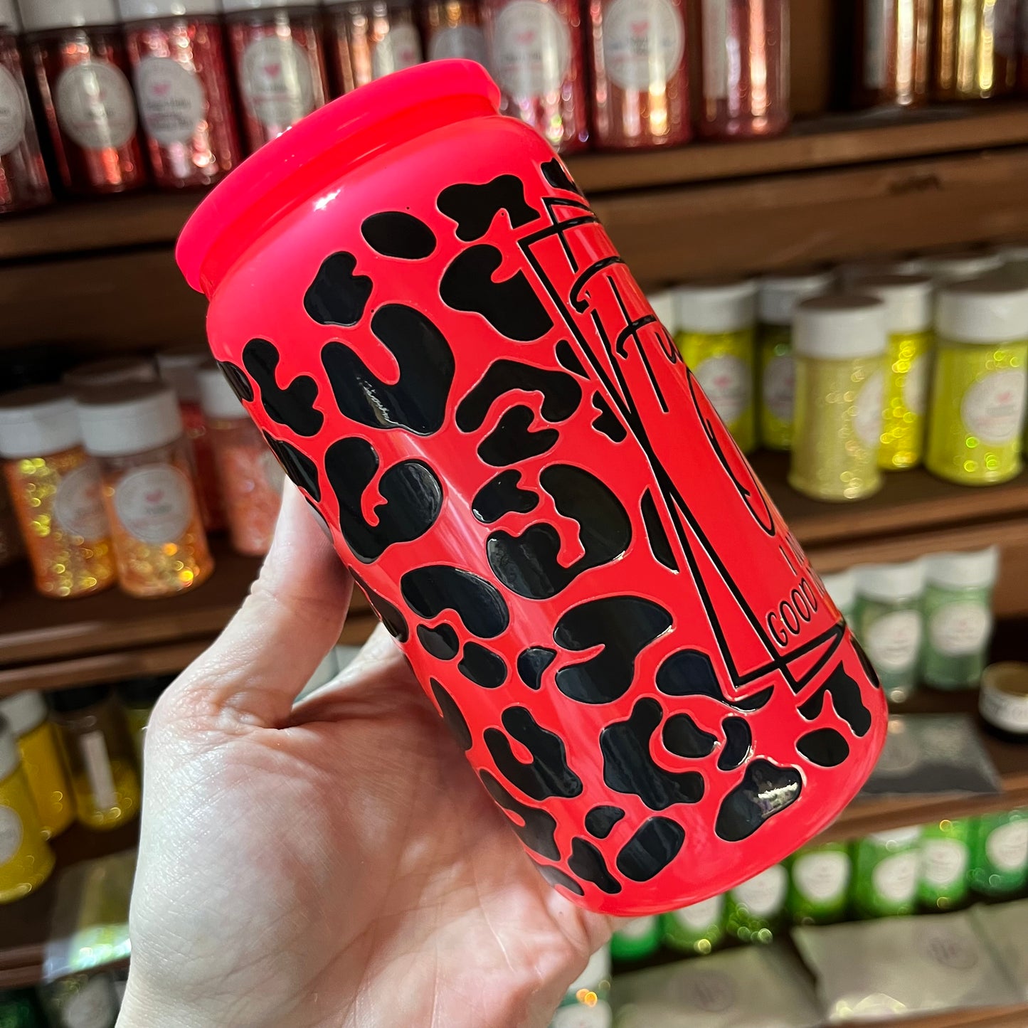 Neon Coral Glass Can