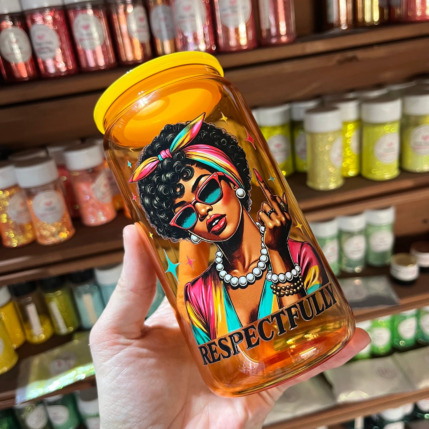 Clear Orange Glass Can