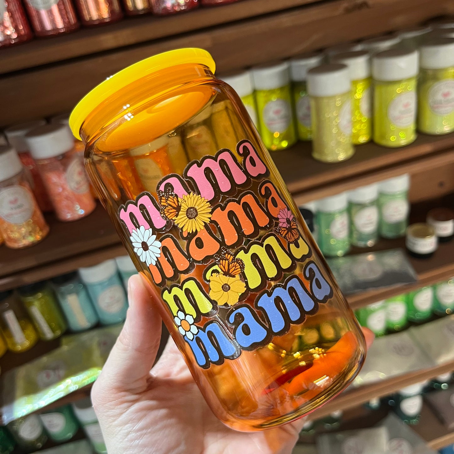 Clear Orange Glass Can