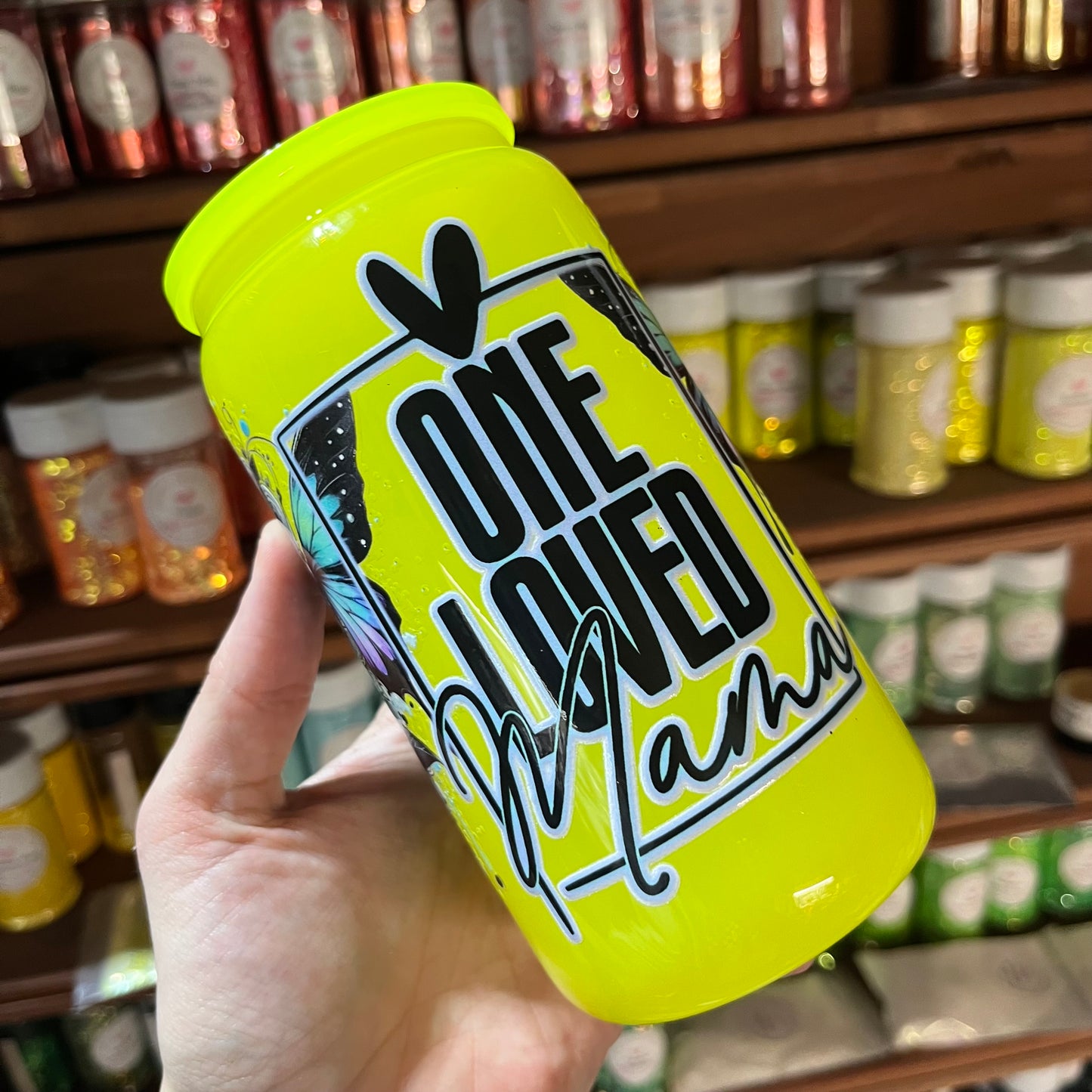Neon Yellow Glass Can
