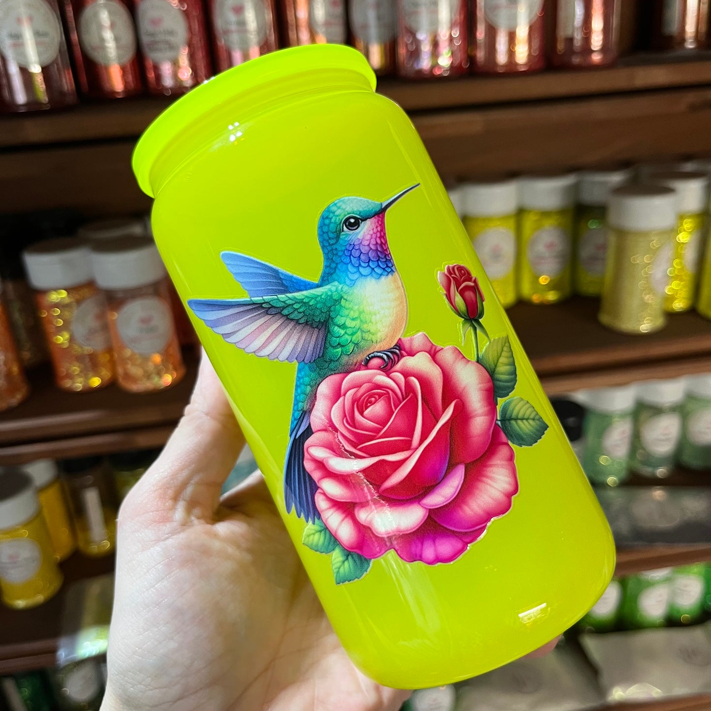 Neon Yellow Glass Can