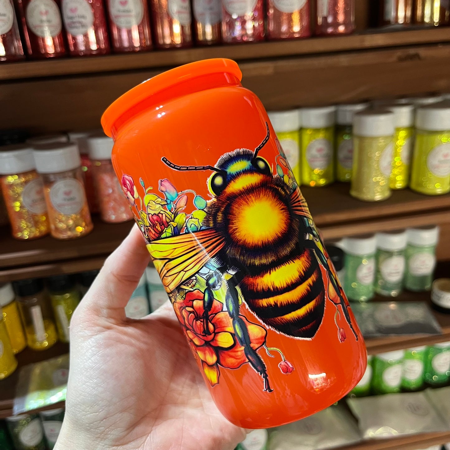 Neon Orange Glass Can