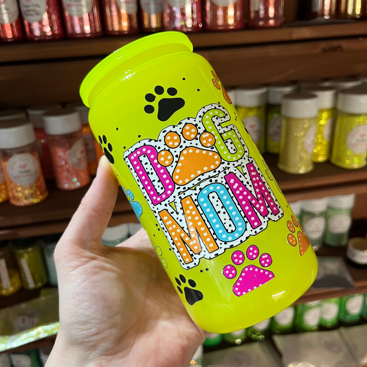 Neon Yellow Glass Can