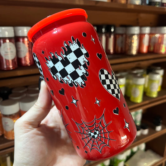 Red Checkered Hearts Webs