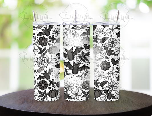 Floral Bat BW