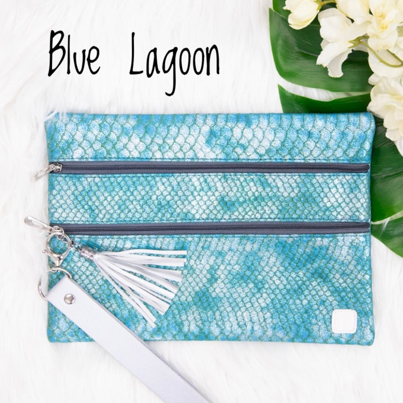 Versi Clutch Double Zipper Bag - Blue Lagoon