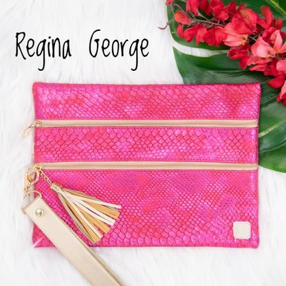 Versi Clutch Double Zipper Bag - Metallic Snakeskin