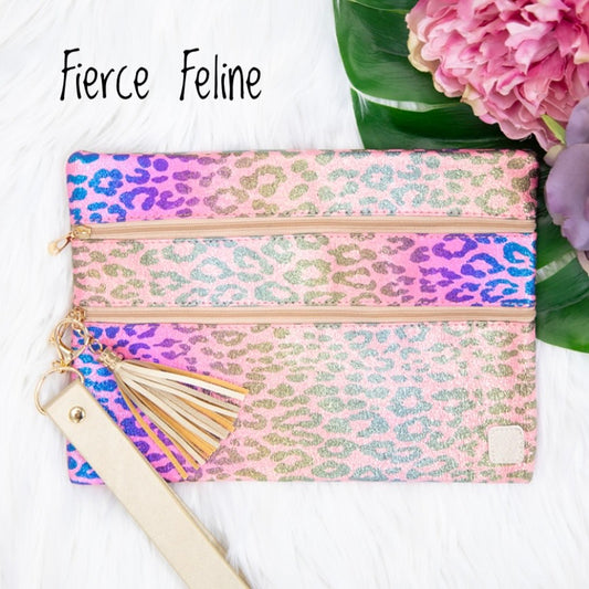 Versi Clutch Double Zipper Bag - Fierce Feline